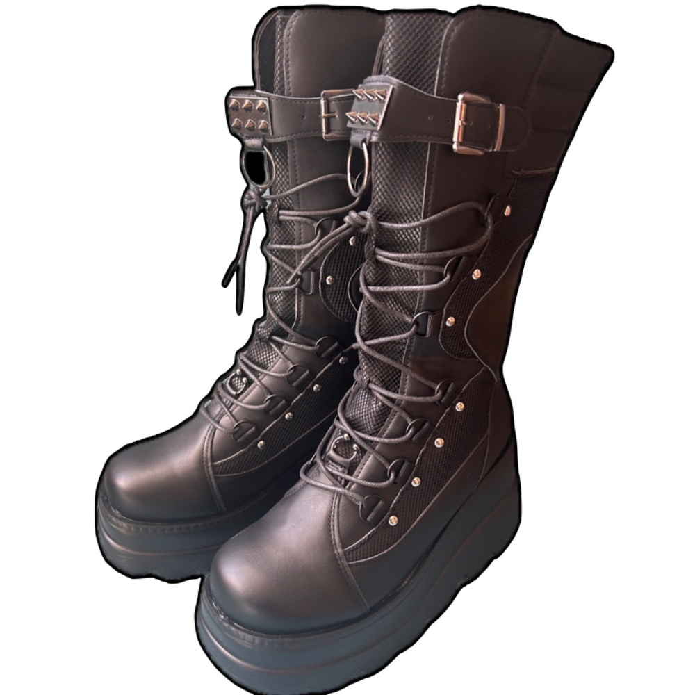 Halloween Goth Platform Tall Biker Boots